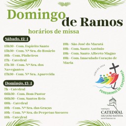 Confira os horários para missas de Domingo de Ramos, dias 12 e 13 de abril