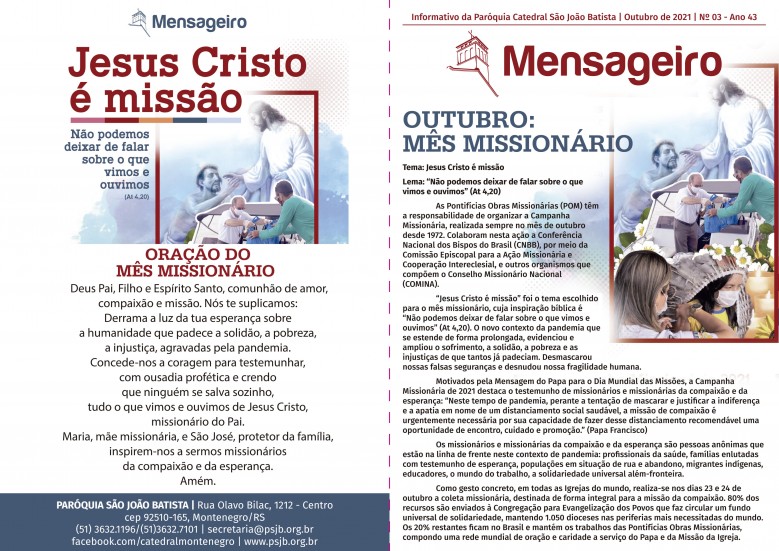 Acesse versão digital do Mensageiro de outubro de 2021