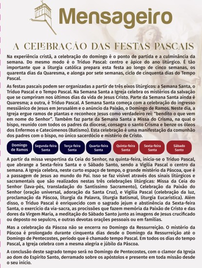 Acesse nosso Mensagem de abril